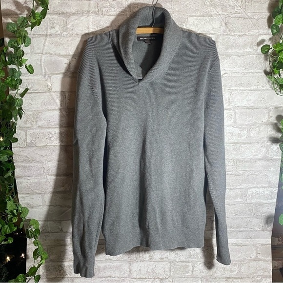 MICHAEL Kors Cotton Blend Designer Black Knit Sweater Long Sleeve‎ Men’s Large - Picture 1 of 6